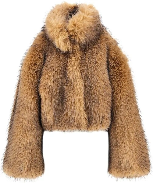 Palton Faux fur cropped jacket