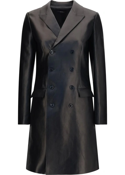 Palton Tom Ford negru din piele de miel