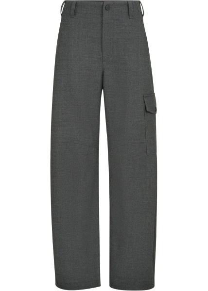 Pantaloni Barrel cargo Pants in virgin wool twill with monile