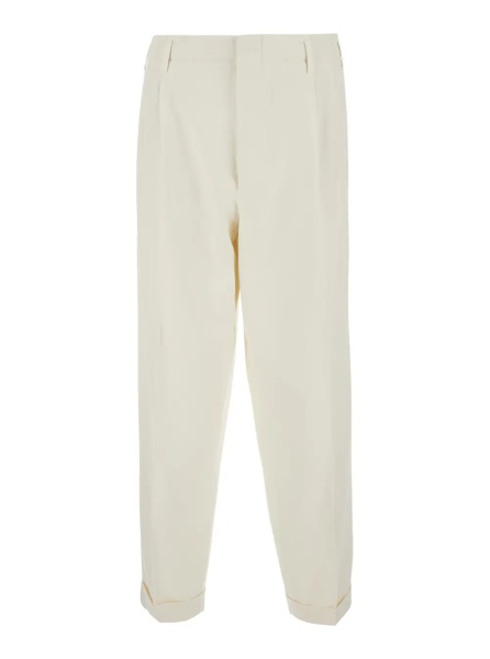 Pantaloni Beige pants with cuffed hem in cotton blend for men