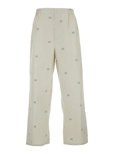 Pantaloni Beige Pants with elasticated waist and Striped Design in Cotton Man