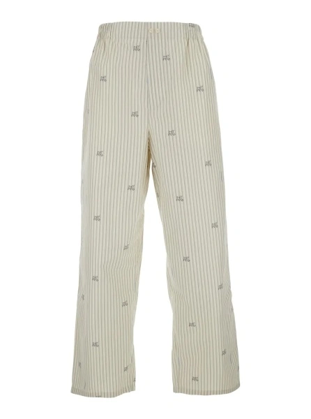 Pantaloni Beige Pants with elasticated waist and Striped Design in Cotton Man