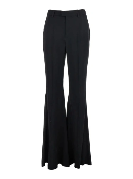 Pantaloni Black Pants with Belt Loops and Flared Leg in Viscose Woman