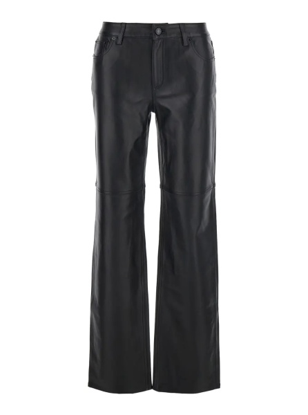 Pantaloni Black Pants with Belt Loops in Leather Woman