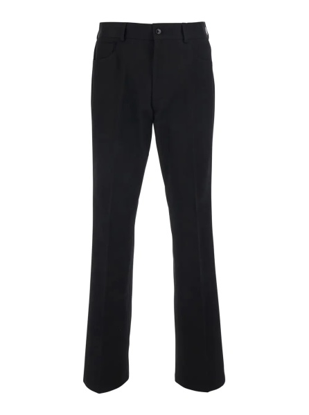 Pantaloni Black Pants with Logo Embroidery on the Back and Flared Leg in Cotton for Men