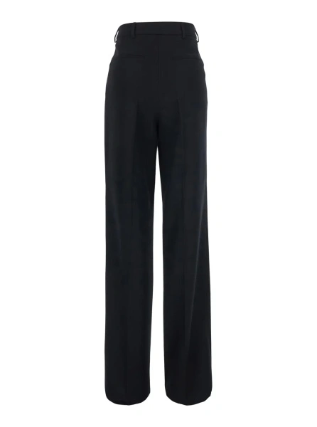 Pantaloni Black Pants with Pences on the Front in Wool for Women