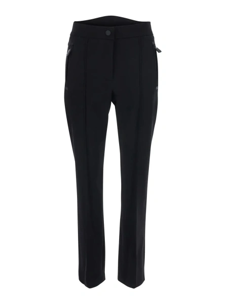 Pantaloni Black stretch Pants with logo patch on the back in Tech Fabric women