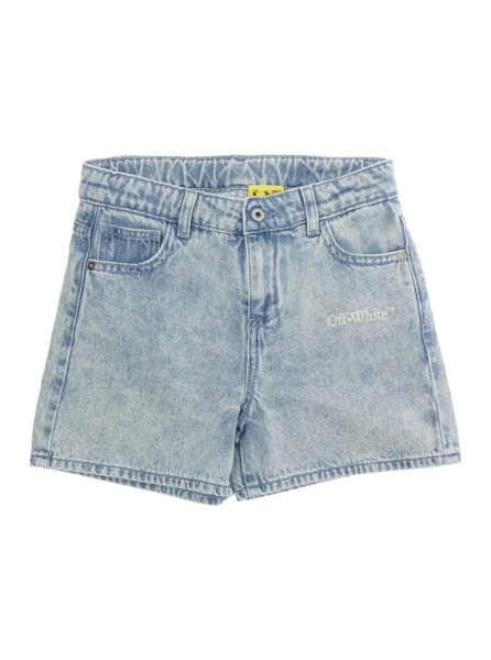 Pantaloni Blue Shorts with Front Logo and Back Logo Patch in Cotton for Girls