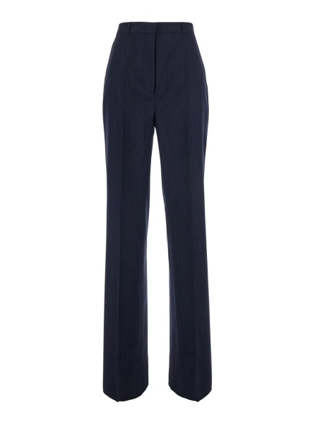 Pantaloni Blue Tailored Pants with All-Over Striped Motif in Wool for Women