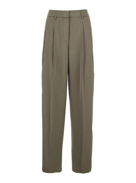 Pantaloni Brown Pants with Belt Loops and Wide Leg in Tech Fabric Woman