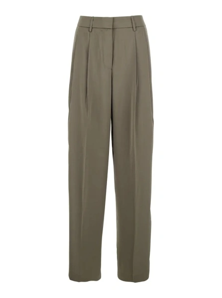 Pantaloni Brown Pants with Belt Loops and Wide Leg in Tech Fabric Woman