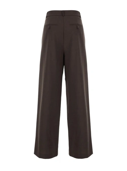 Pantaloni Brown pants with front pleats in fabric for women