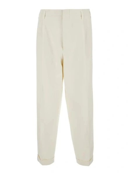 Pantaloni Brunello Cucinelli bej din bumbac