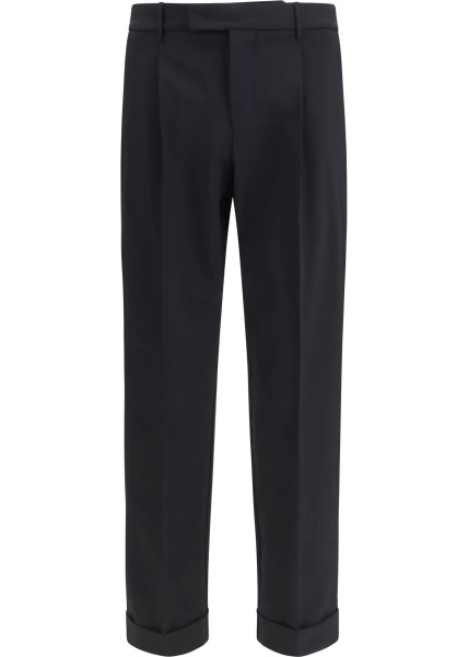 Pantaloni Carrot fit single pleat Pants in virgin wool