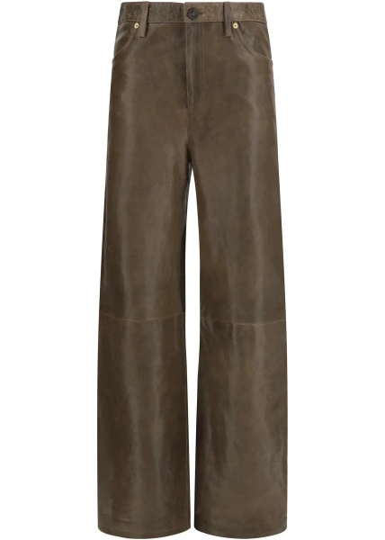 Pantaloni casual Golden Goose multicolor din piele