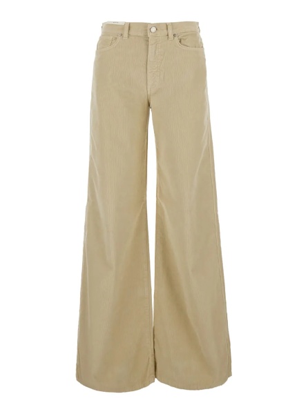 Pantaloni 'Cindy' Beige pants with logo patch on the back in velvet women