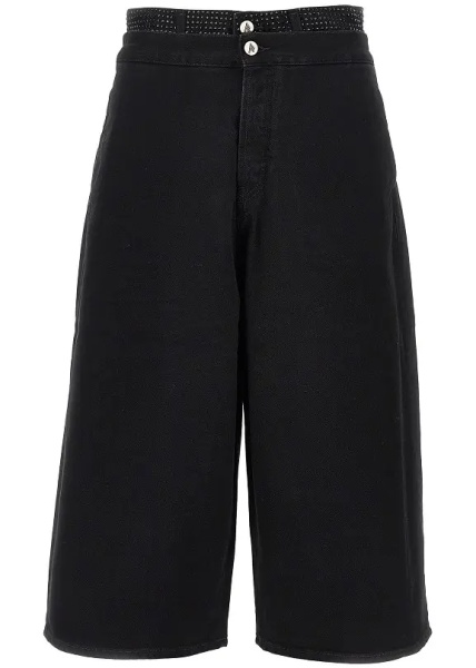 Pantaloni Cropped denim pants with rhinestones