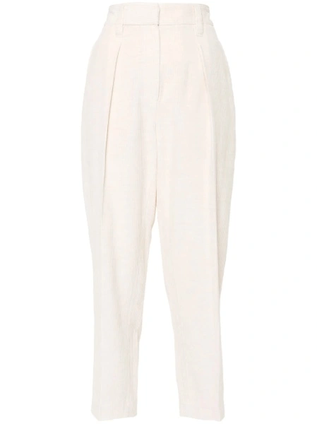 Pantaloni drepti Brunello Cucinelli neutri din bumbac si vascoza