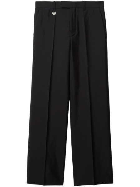 Pantaloni drepti Burberry negri din lana si matase