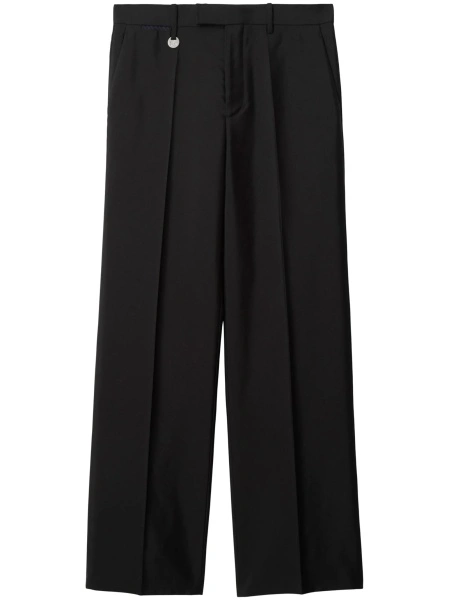 Pantaloni drepti Burberry negri din lana si matase
