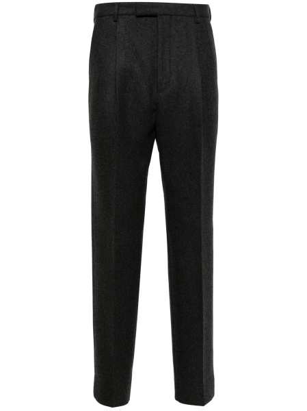 Pantaloni drepti Gucci gri din lana si casmir