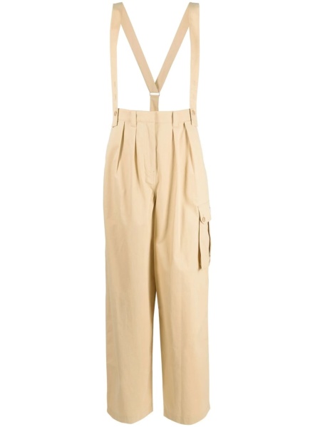 Pantaloni drepti Kenzo neutri din bumbac