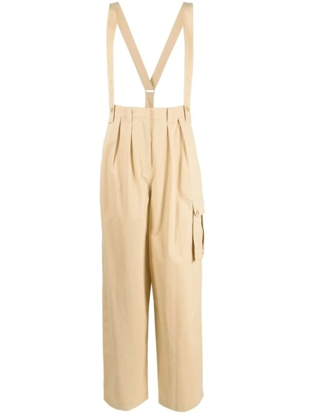 Pantaloni drepti Kenzo neutri din bumbac