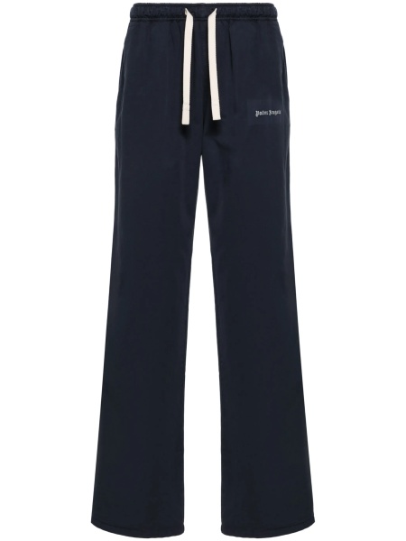 Pantaloni drepti Palm Angels albastri din polyester si bumbac