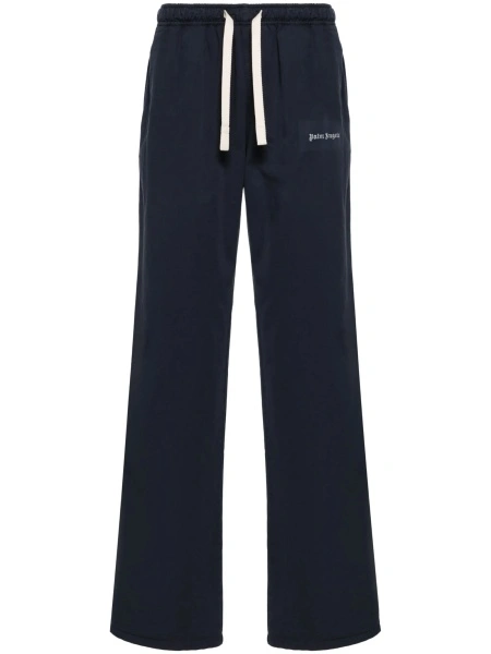 Pantaloni drepti Palm Angels albastri din polyester si bumbac