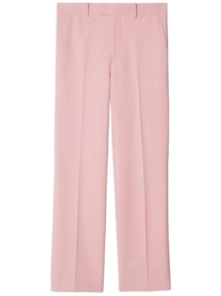 Pantaloni eleganti Burberry roz din lana si corn