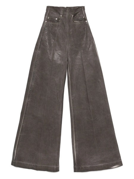 Pantaloni evazati Rick Owens gri din cauciuc si bumbac