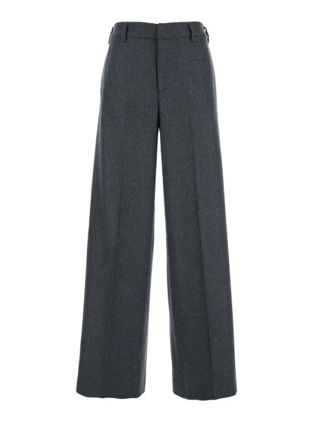 Pantaloni Gray Pants with Welt Pockets and High Waist in Wool and Cashmere for women