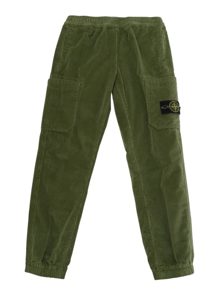 Pantaloni Green Pants with elasticated waist and logo patch on the front in cotton Boy