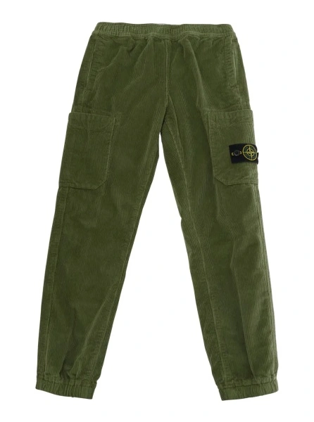Pantaloni Green Pants with elasticated waist and logo patch on the front in cotton Boy