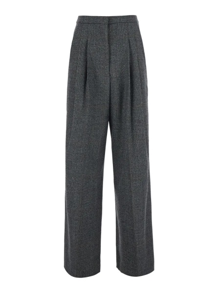 Pantaloni Grey Pants with hidden front closure and front pleats in wool for women