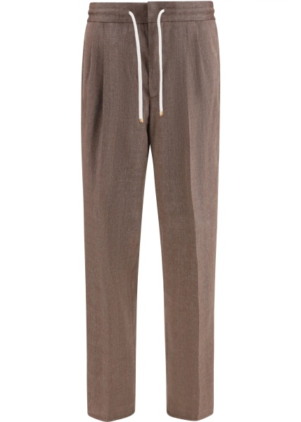 Pantaloni Herringbone linen and wool Pants
