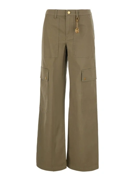 Pantaloni Michael Kors verzi din bumbac