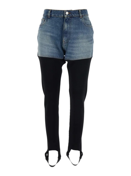 Pantaloni Multicolor Ribbed Leggings with Back Logo Plaque in Cotton Woman