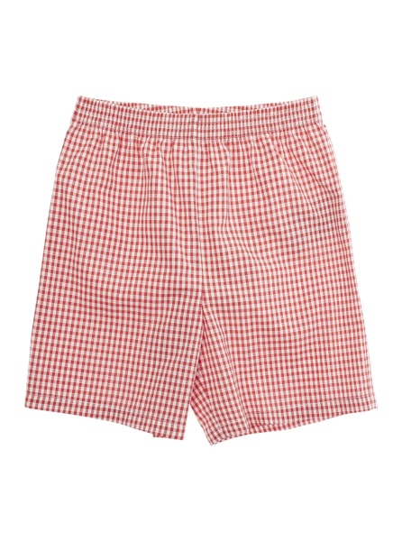 Pantaloni Red Shorts with All over Checkered Print in Cotton Baby