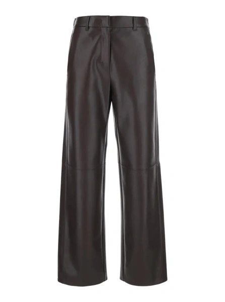 Pantaloni 'S MAXMARA maro din piele ecologica 'Sospiro'