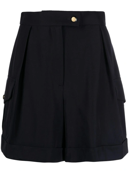 Pantaloni scurti Alexander McQueen albastri din bumbac si lana