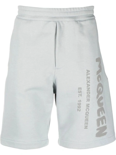Pantaloni scurti Alexander McQueen albastri din bumbac
