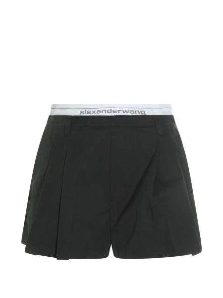 Pantaloni scurti Alexander Wang negri din poliamida si bumbac