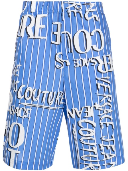 Pantaloni scurti Versace Jeans Couture albastri din bumbac