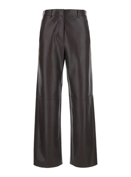 Pantaloni 'Sospiro' Brown Pants with two Patch pockets on the in brown Ecoleather for women