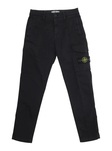 Pantaloni Stone Island negri din bumbac