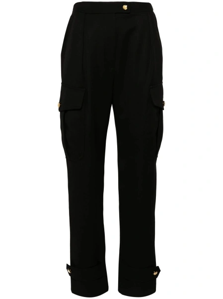 Pantaloni talie inalta Alexander McQueen negri din lana