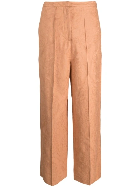 Pantaloni talie inalta ALYSI neutri din in si bumbac