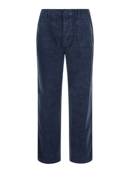 Pantaloni Velvet Pants with Pockets and Straight Hems in Blue for Men