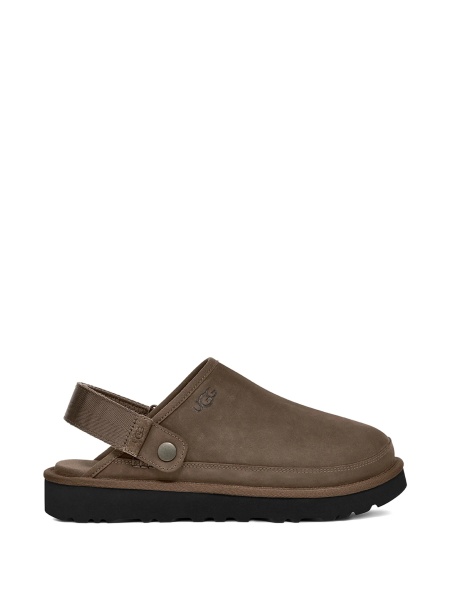 Papuci UGG maro din material textil si piele